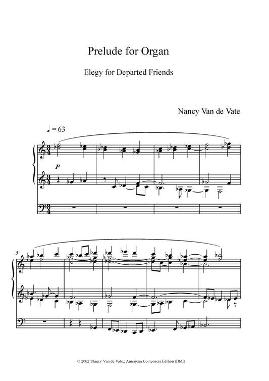PRELUDE FOR ORGAN: ELEGY FOR DEPARTED FRIENDS