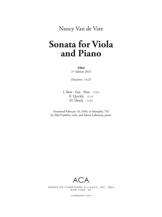 Sonata for Viola and Piano