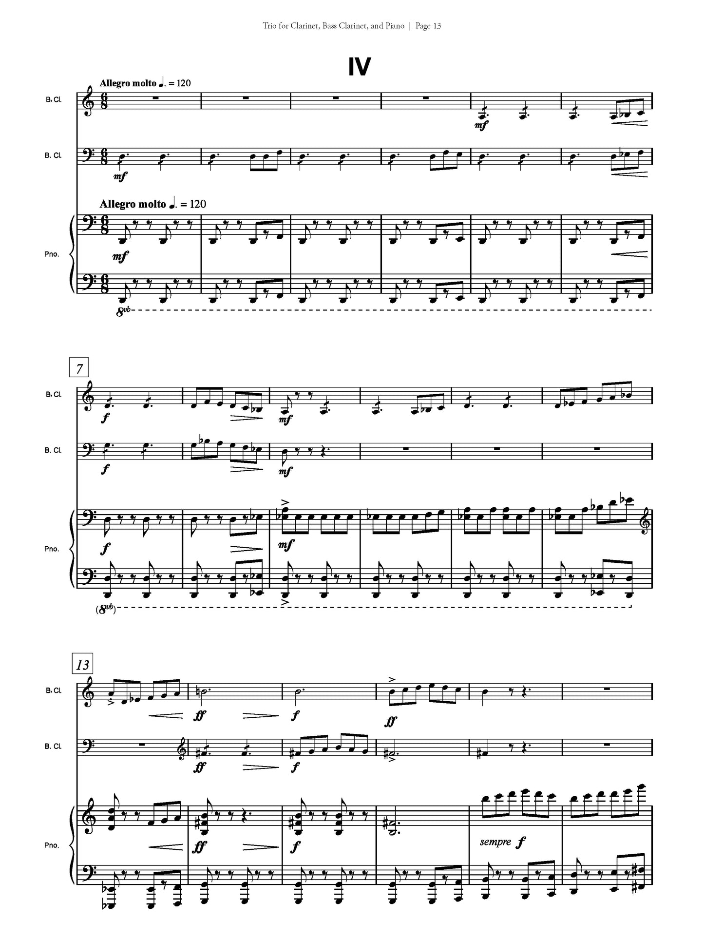Trio for Clarinet, Bass Clarinet, and Piano