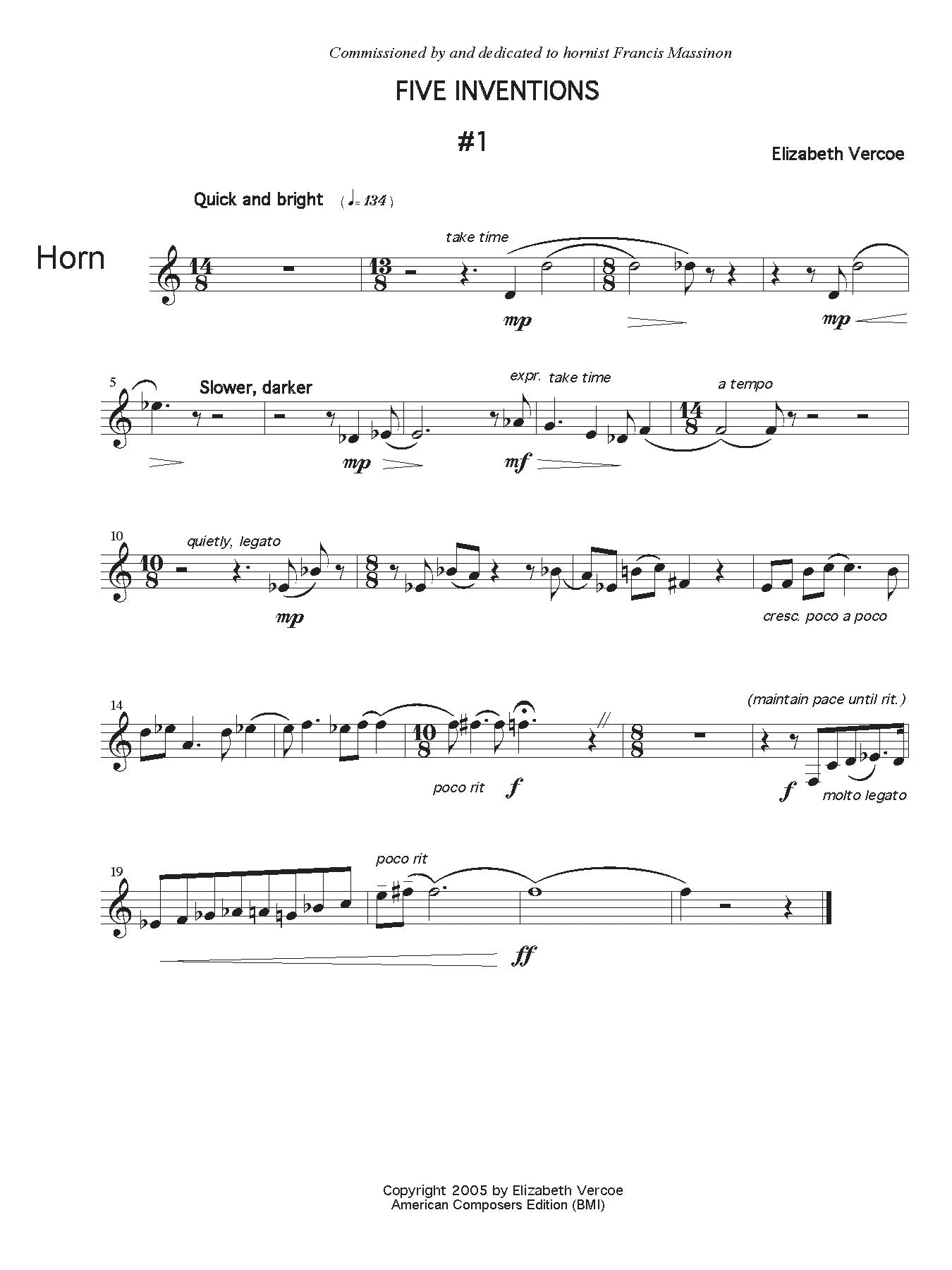 Five Inventions for Horn and Piano