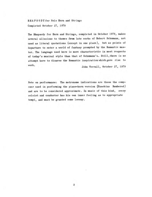 Rhapsody for Solo Horn and Strings