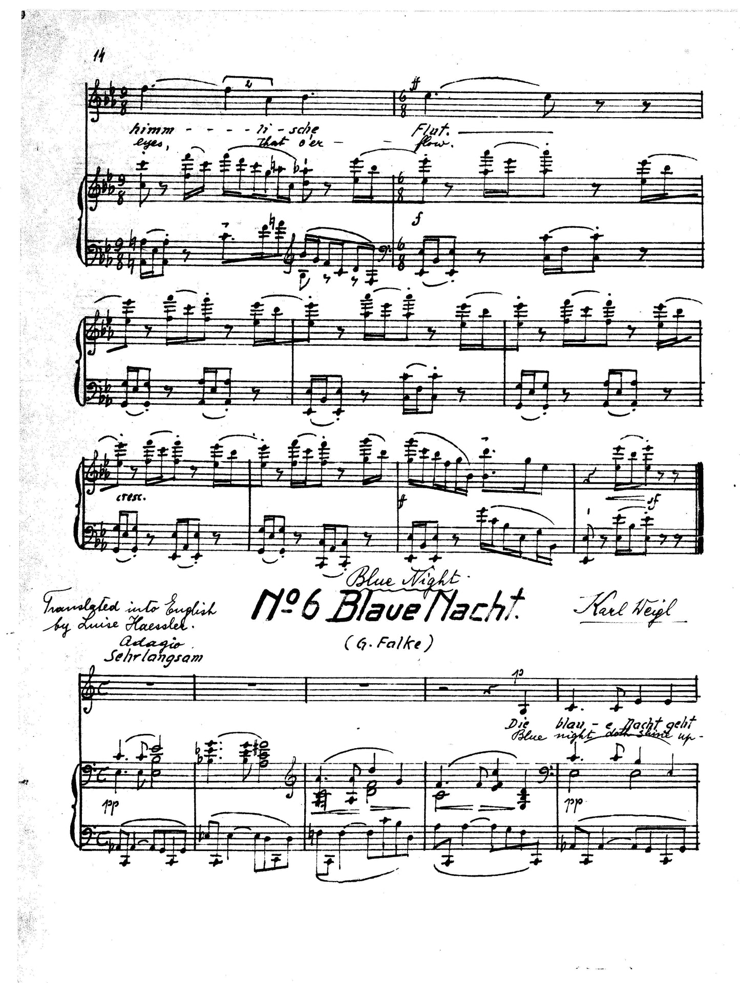 SIX SONGS FOR CONTRALTO & PIANO