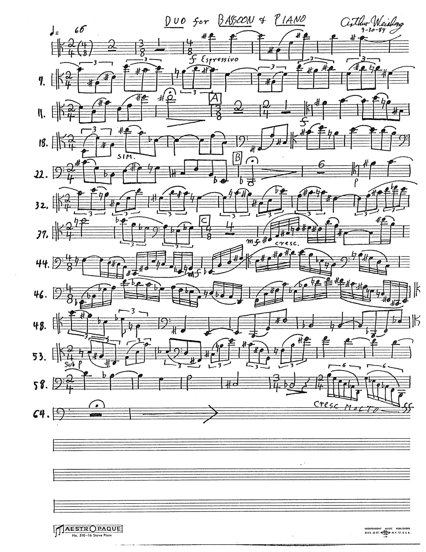 DUO for bassoon and piano