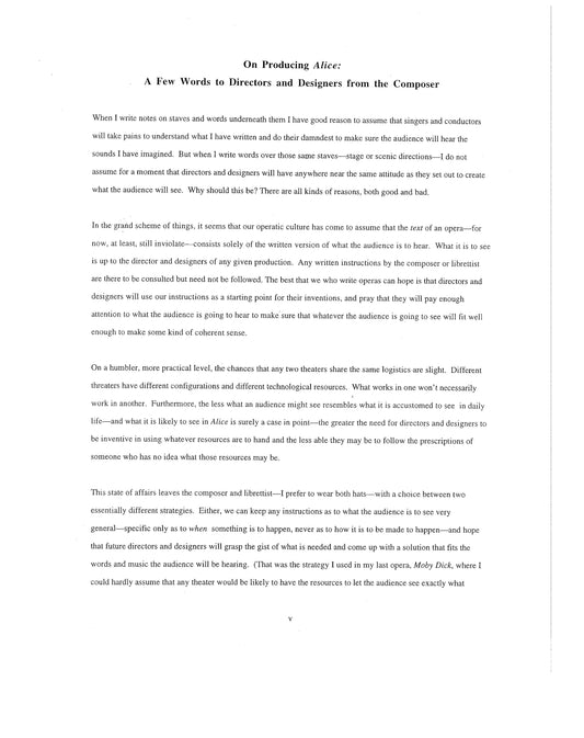 Alice in Wonderland: Ensemble Opera for Seven Singers after Lewis Carroll