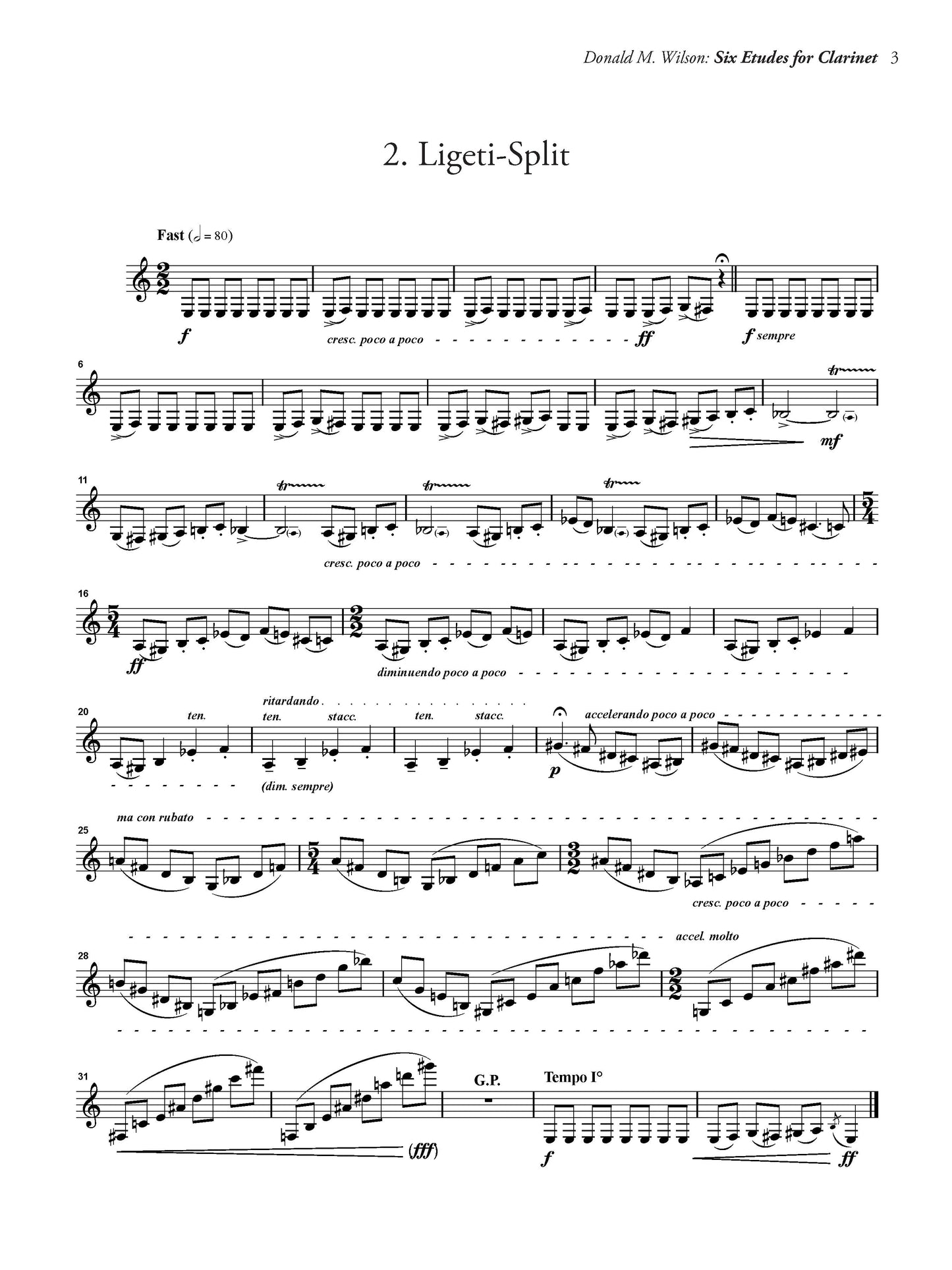 SIX ETUDES FOR CLARINET