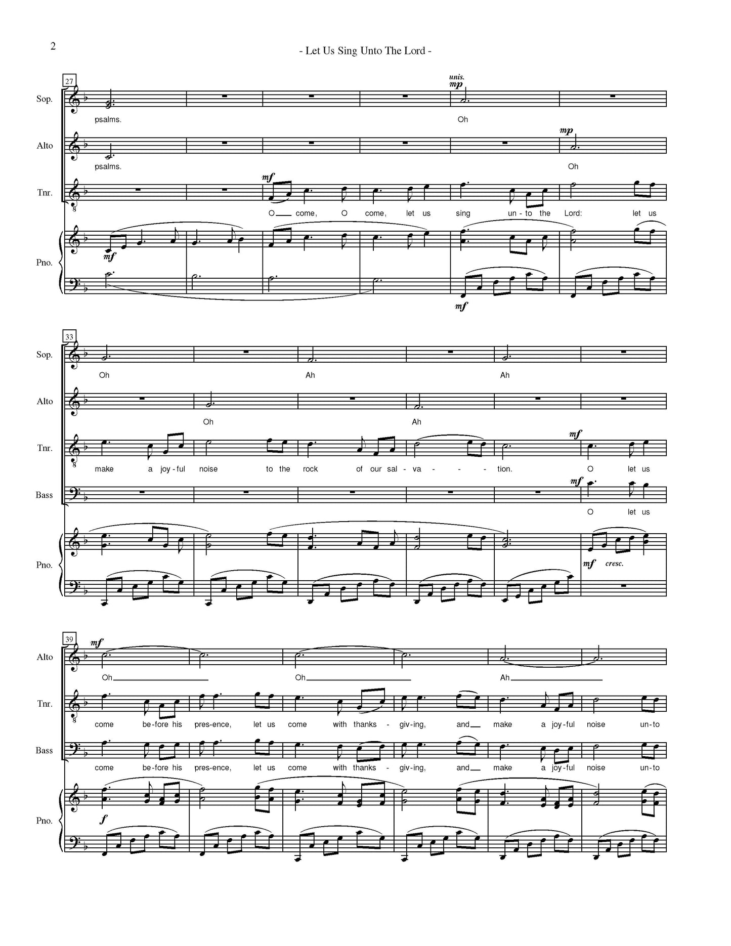 Let us Sing Unto the Lord