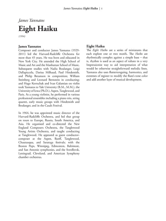 EIGHT HAIKU FOR SOLO FLUTE