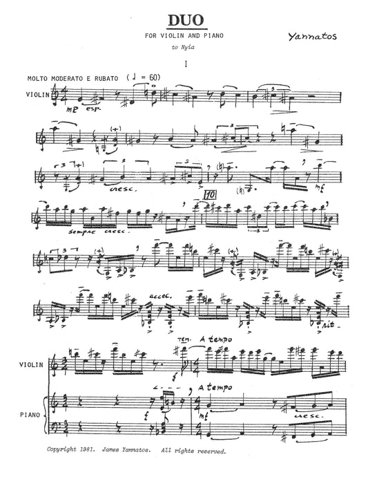 DUO FOR VIOLIN AND PIANO