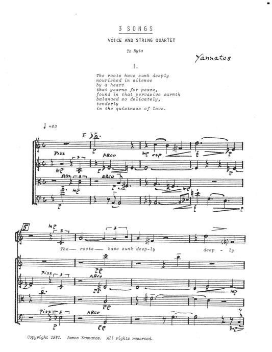 THREE SONGS FOR VOICE AND STRING QUARTET