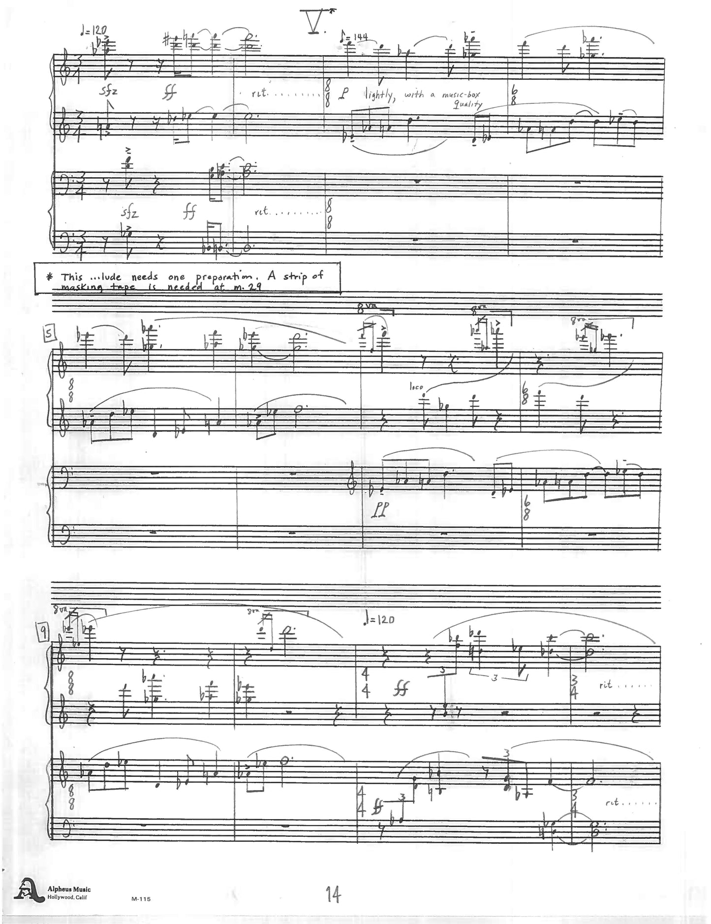 SIX AFTERLUDES for piano four hands