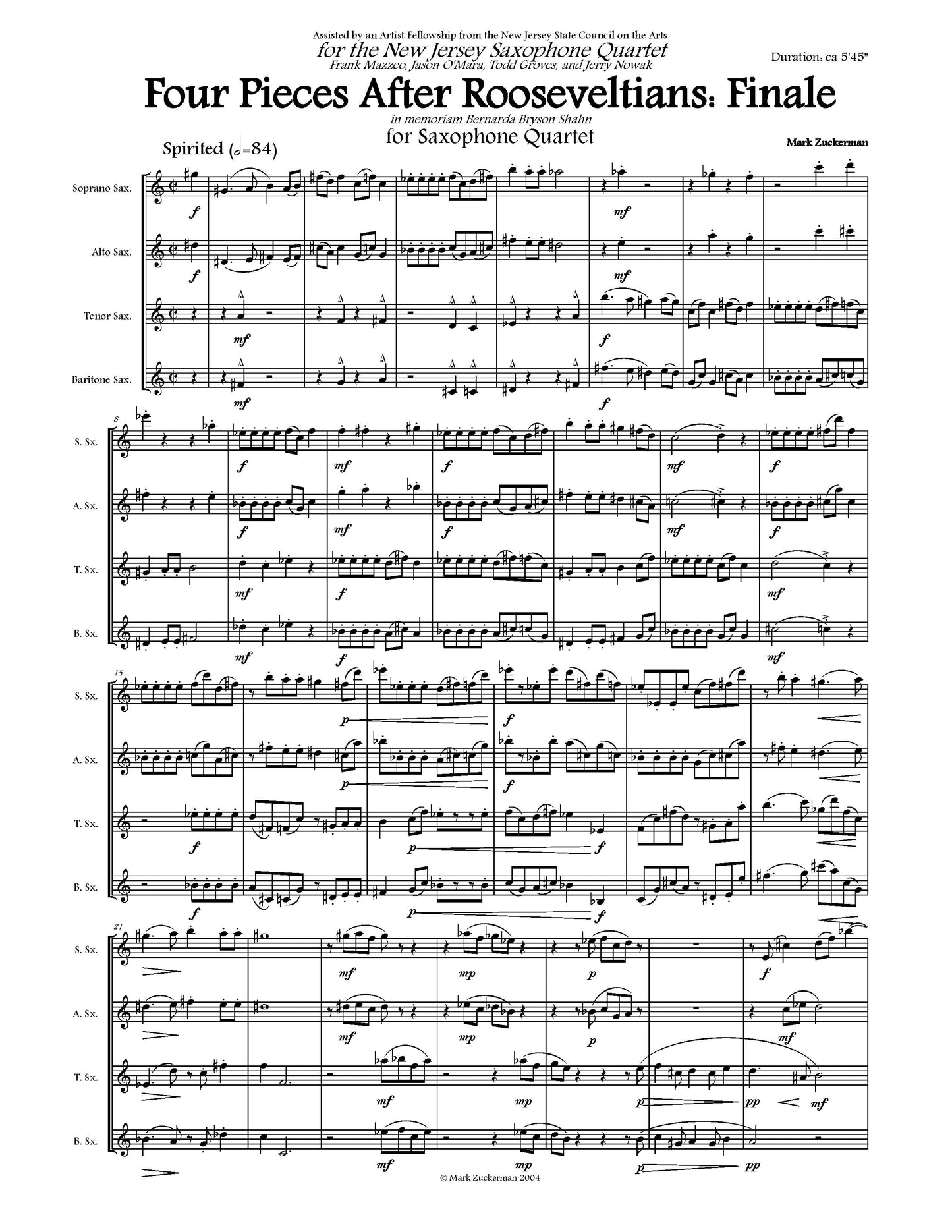 FOUR PIECES AFTER ROOSEVELTIANS