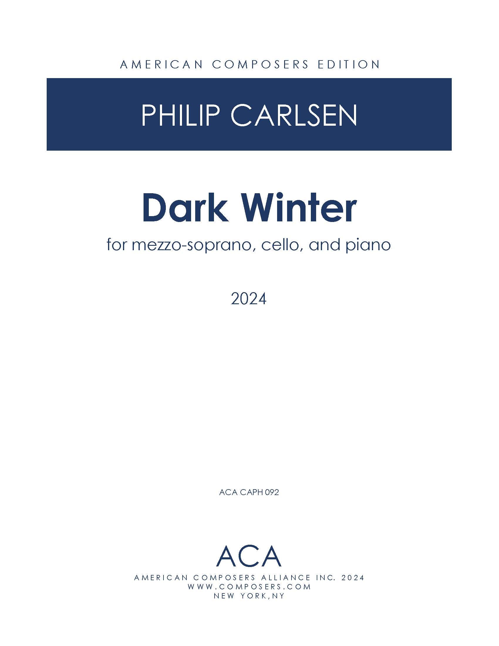 邦楽 Trattoria Course Volume 1 Winter Edition Dark Winter – American Composers Alliance