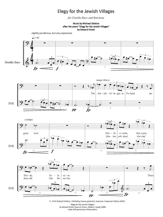 Elegy for the Jewish Villages - for Baritone and Double Bass