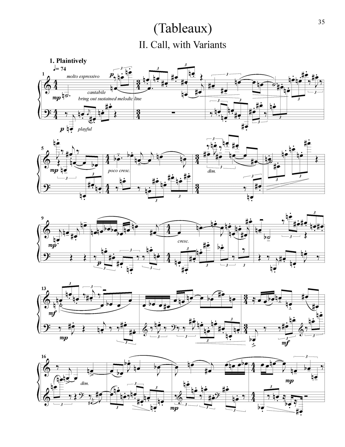 Tableaux: Chamber Concerto for Piano and 10 Instruments