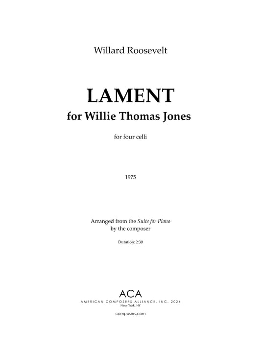 Lament for Willie Thomas Jones