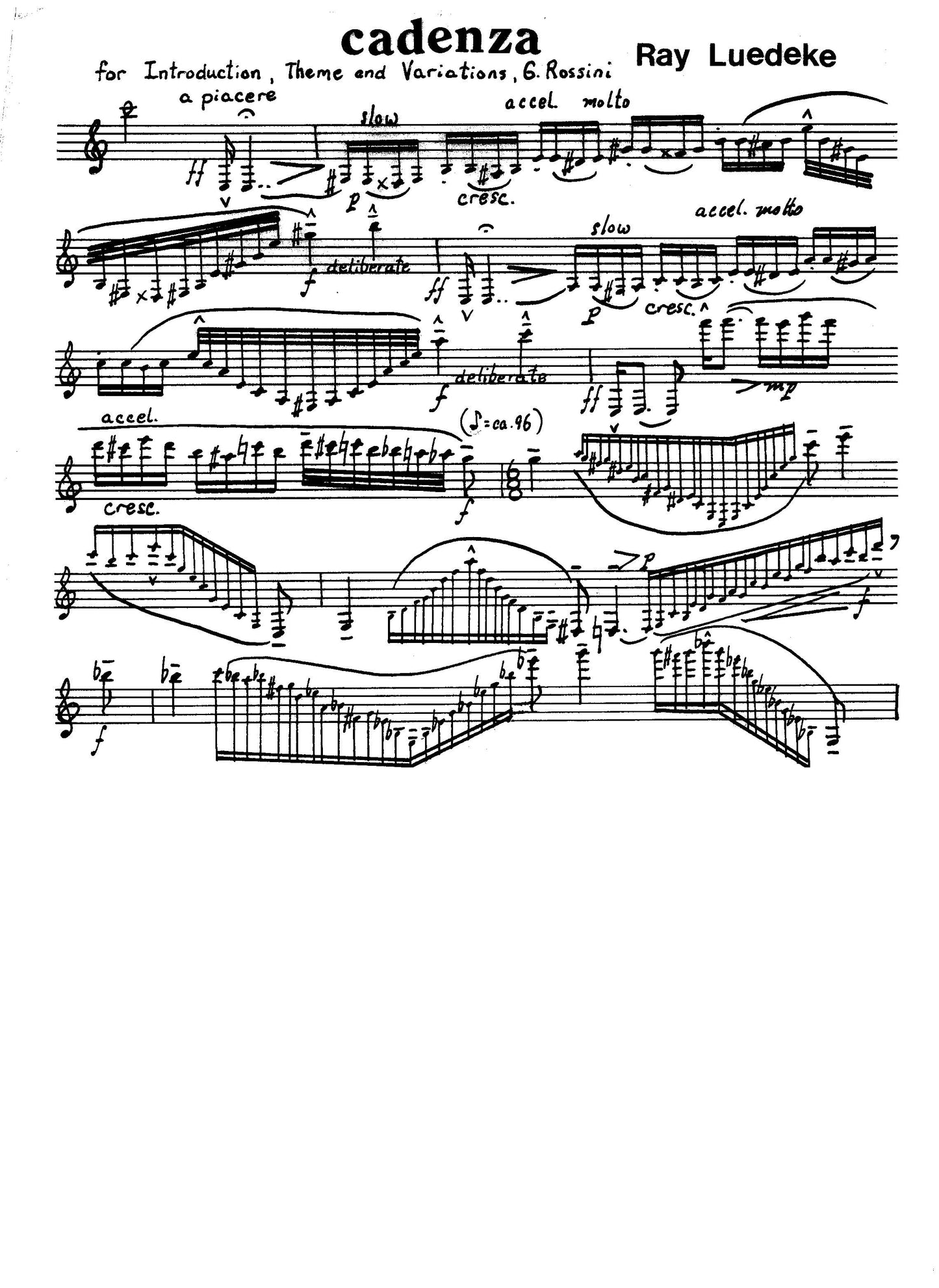 Cadenza for Rossini's Introduction Theme and Variations for Clarinet and Orchestra