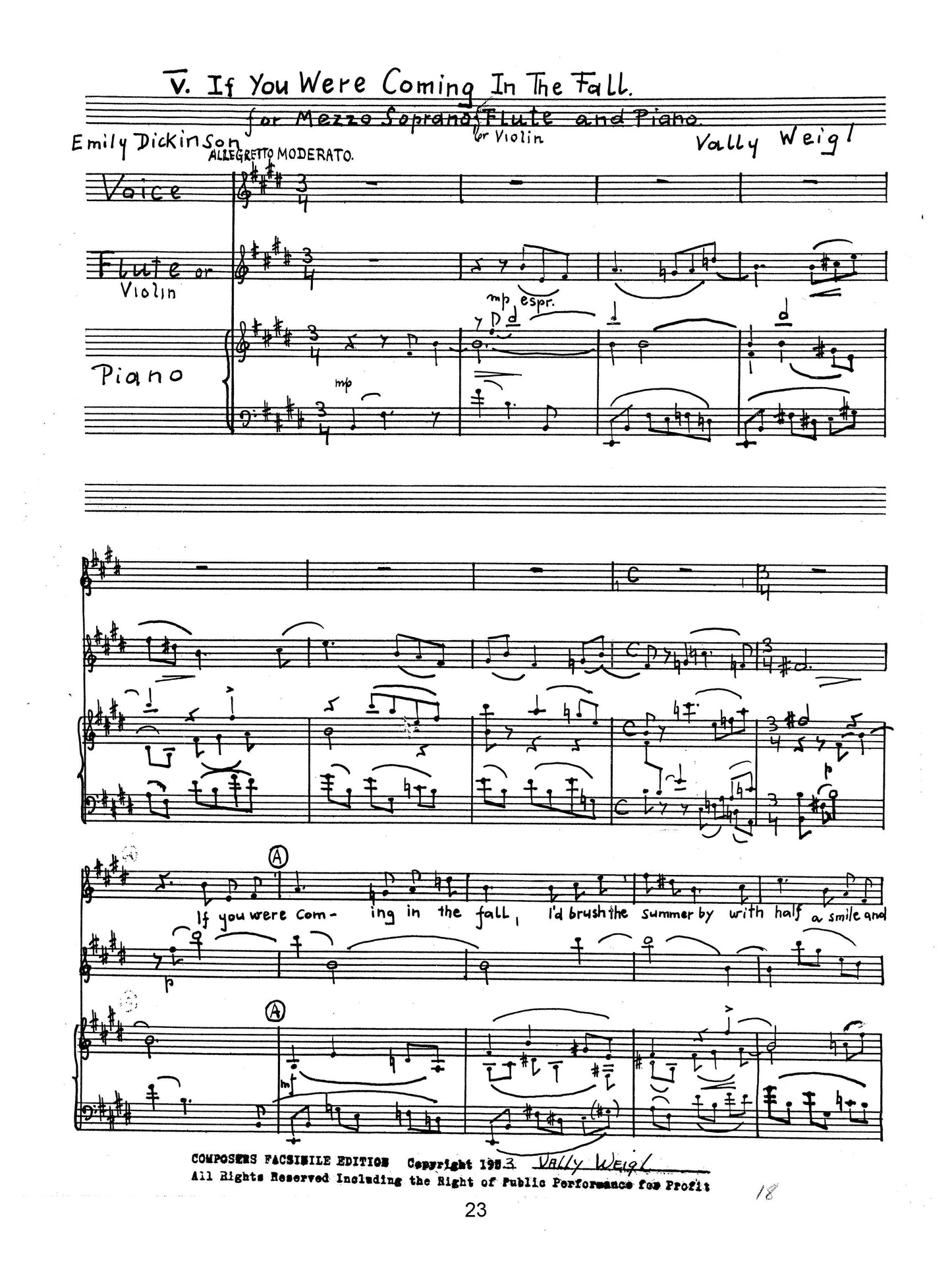 FIVE SONGS OF REMEMBRANCE - Mezzo, flute or violin, or clarinet, and piano