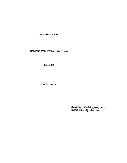 BALLADE FOR VIOLA and PIANO