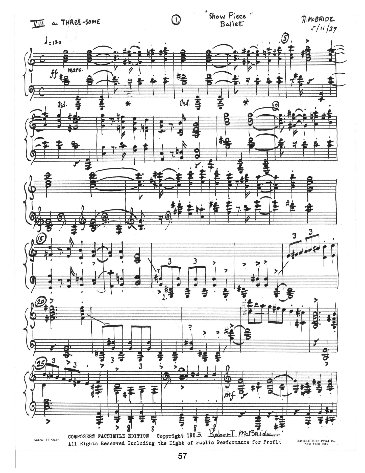 Show Piece - Ballet in One Act (B) 1- Piano reduction