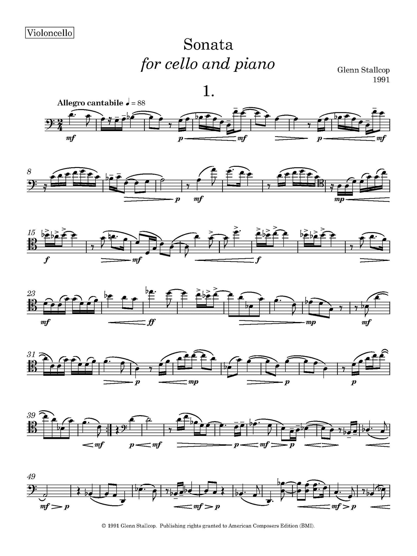 Sonata for Cello and Piano