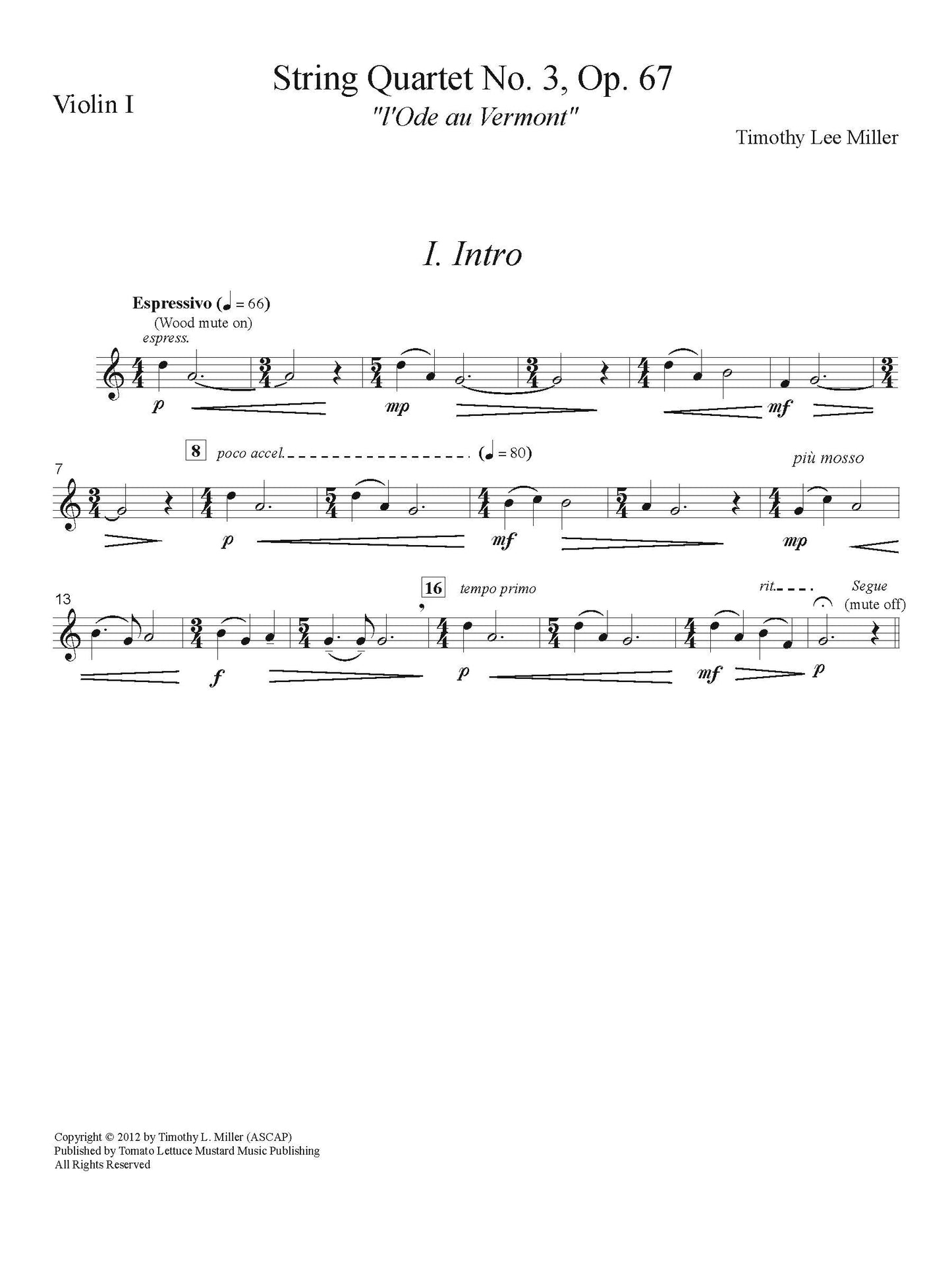 String Quartet No. 3: "l'Ode au Vermont"