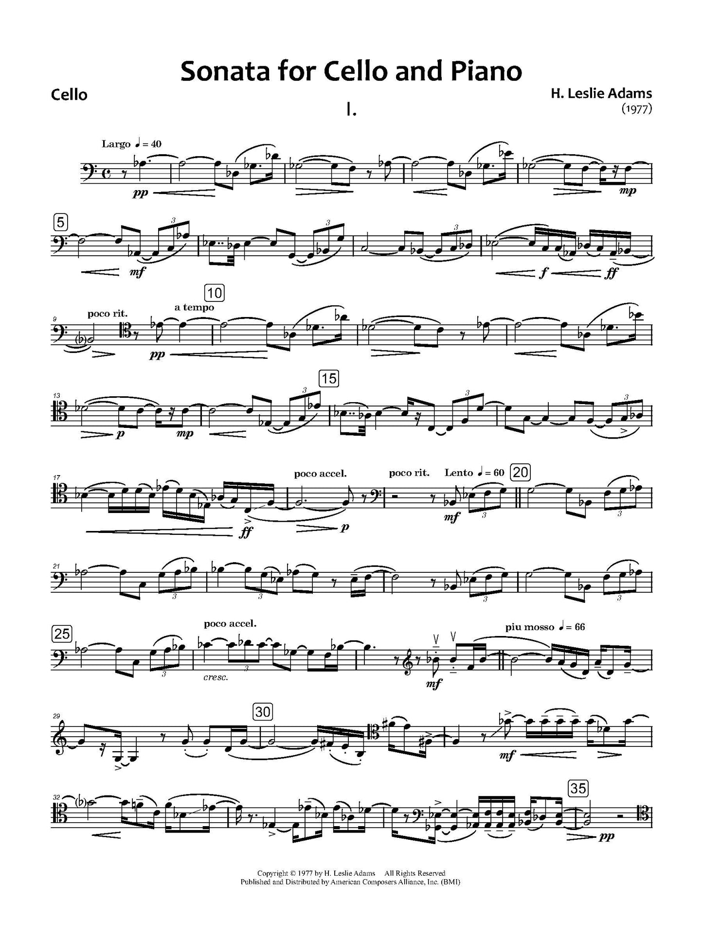 SONATA for Cello and Piano