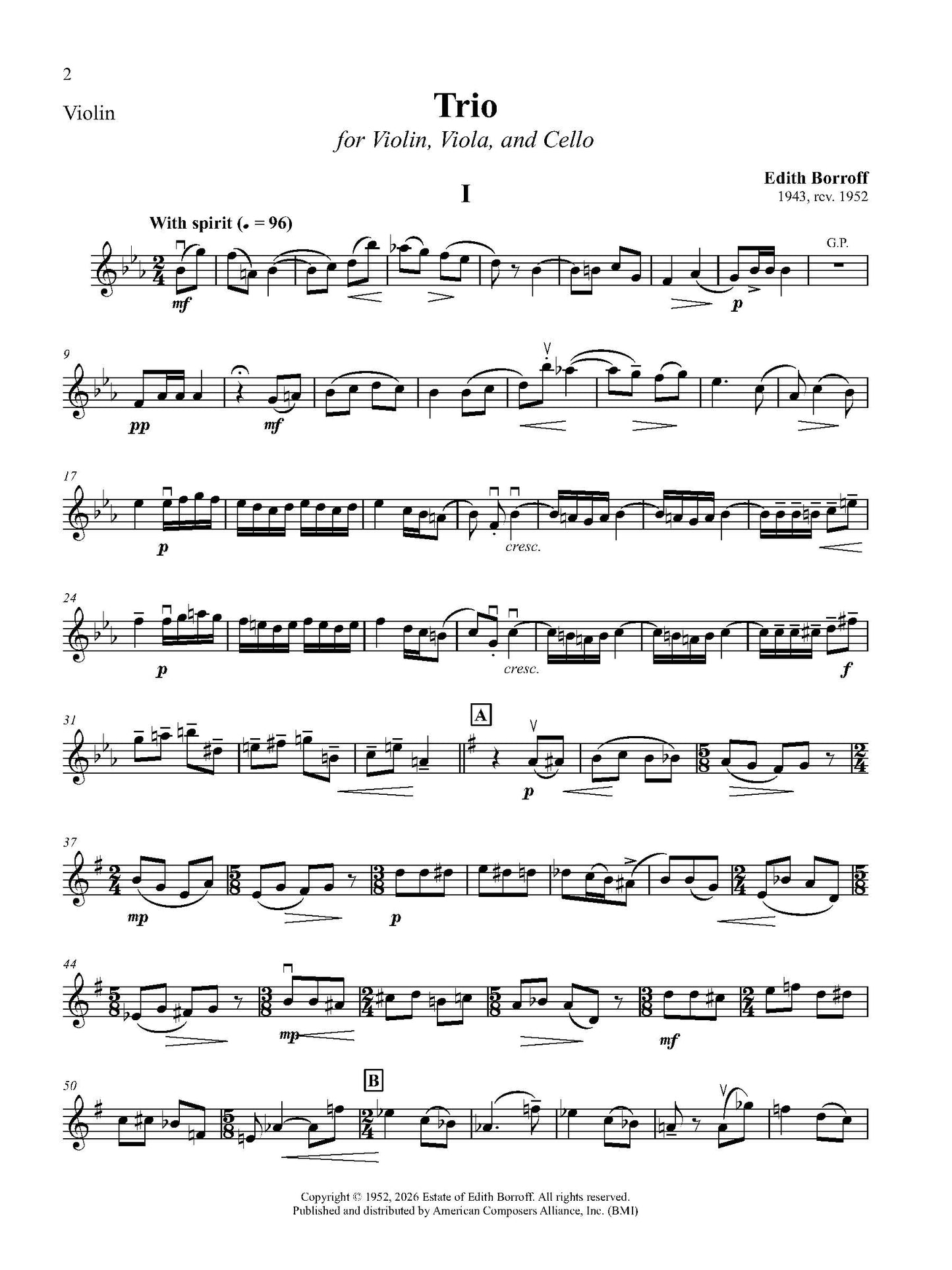 TRIO FOR VIOLIN, VIOLA, AND CELLO