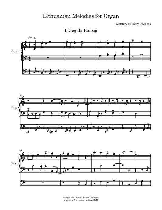 Lithuanian Melodies for Organ