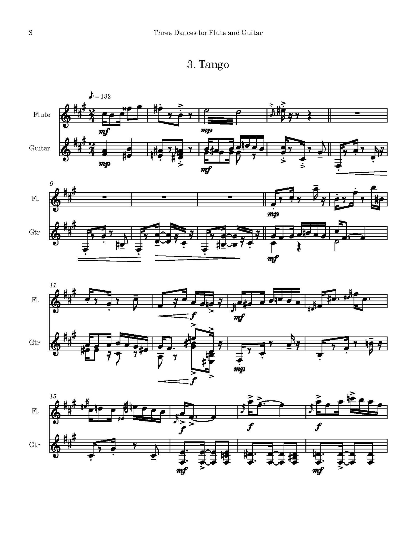 Three Dances for Flute and Guitar