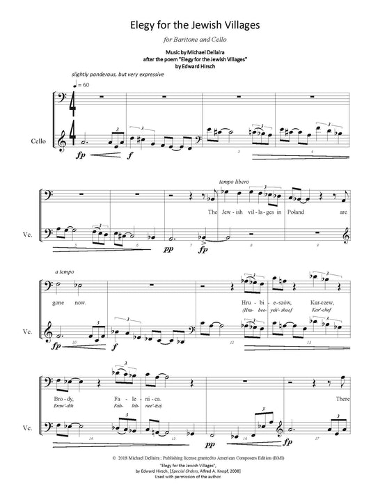 Elegy for the Jewish Villages - for Baritone and Cello