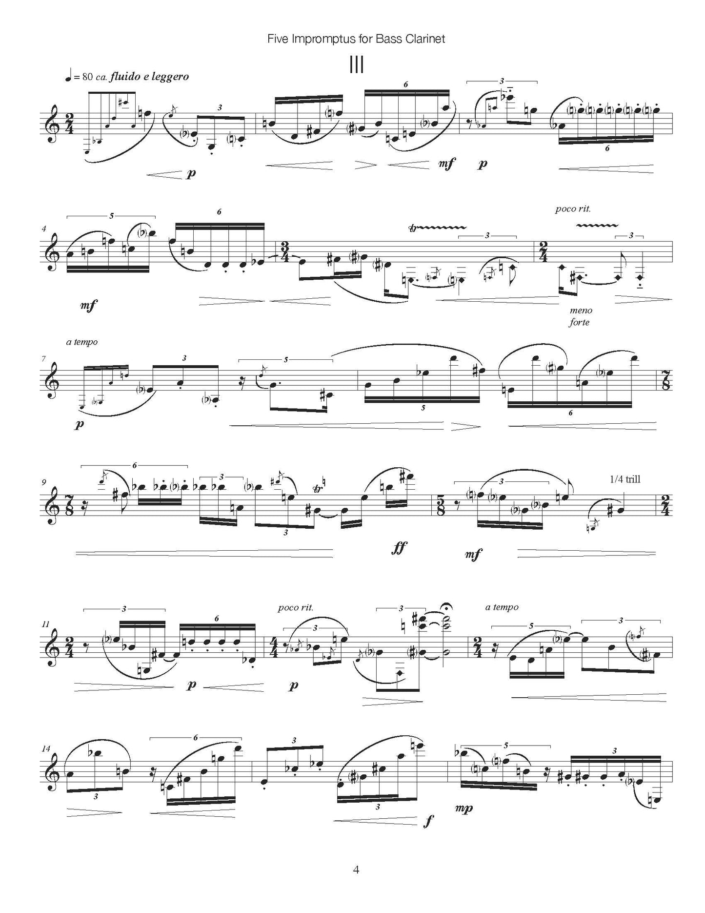 Five Impromptus for Bass Clarinet