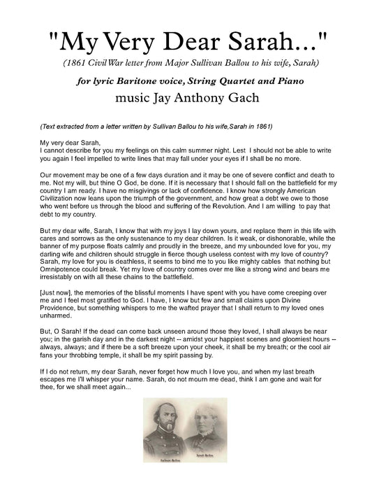 "My Very Dear Sarah..."