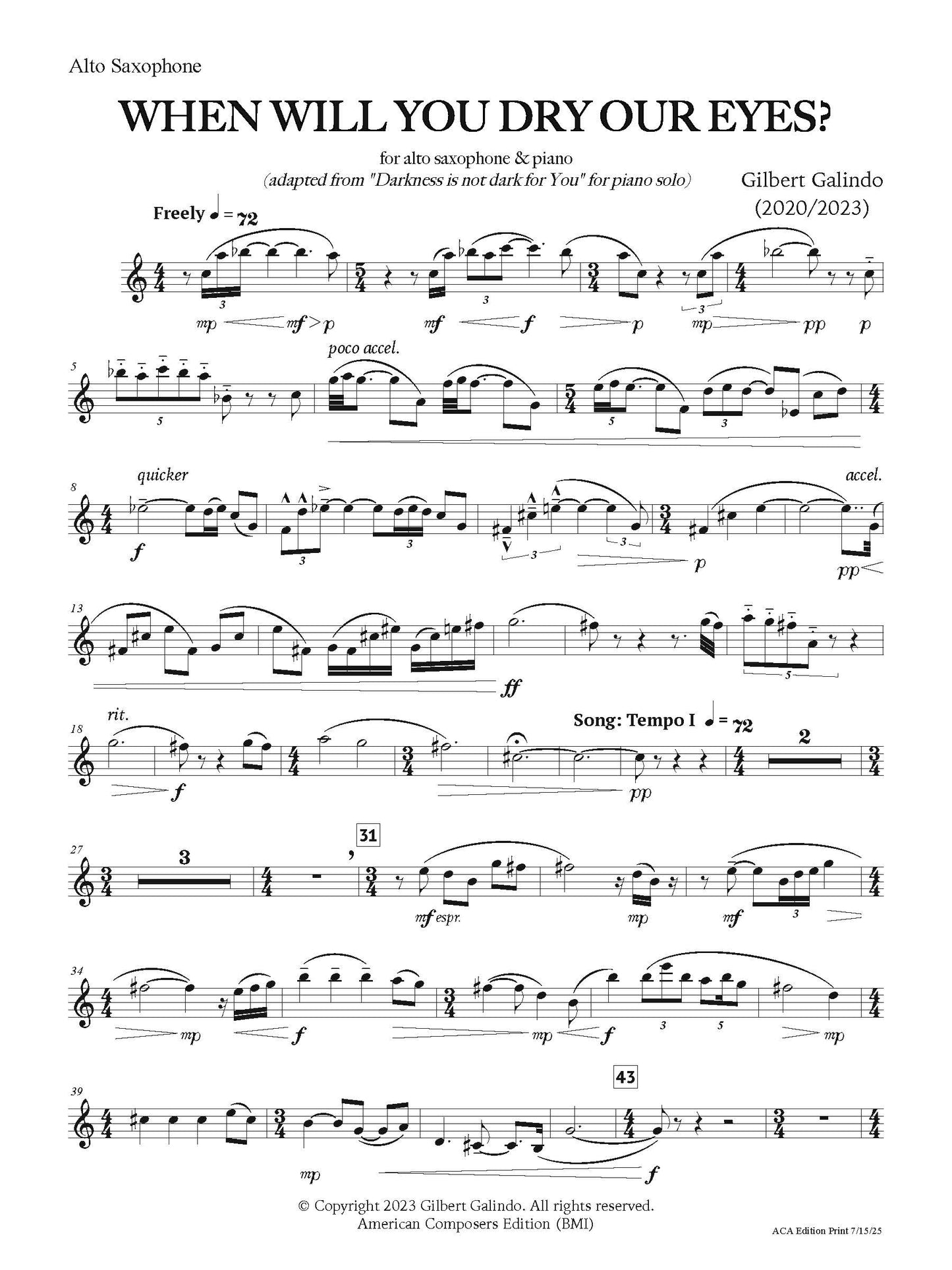 When Will You Dry Our Eyes?