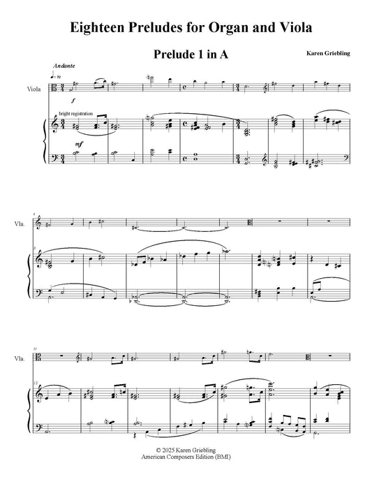 Eighteen Preludes for Organ and Viola