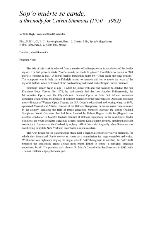 Sop'o muèrte se cande