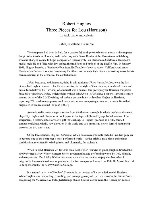 Three Pieces for Lou (Harrison)
