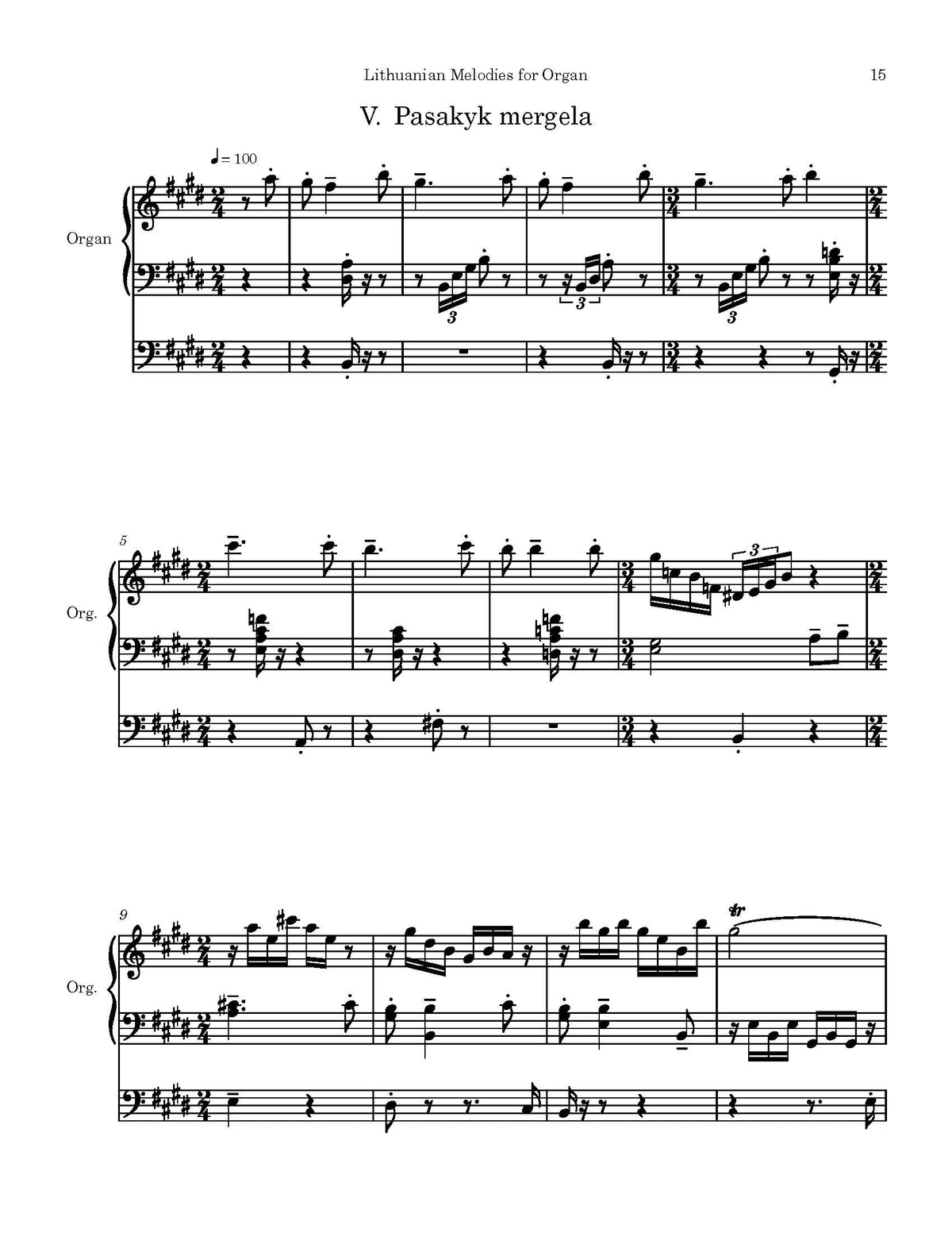 Lithuanian Melodies for Organ