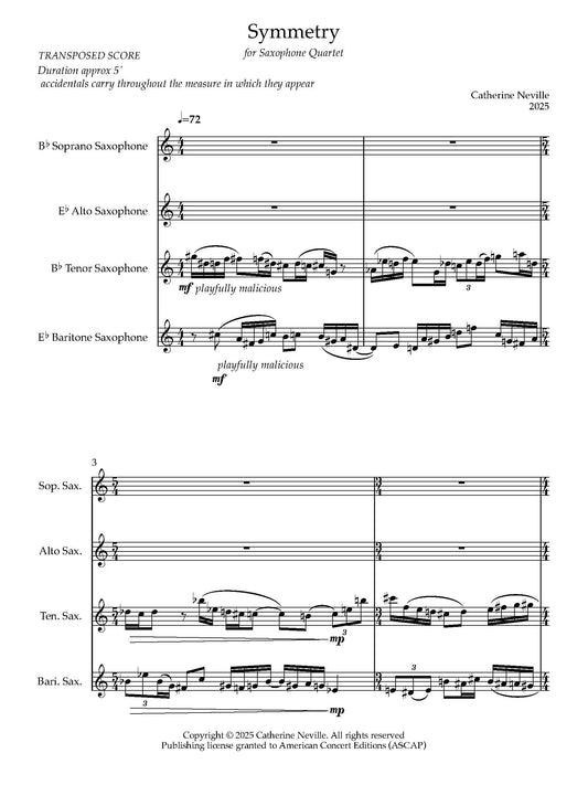 Symmetry for Saxophone Quartet