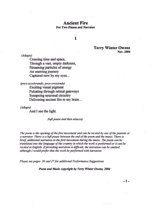 Ancient Fire for Two Pianos