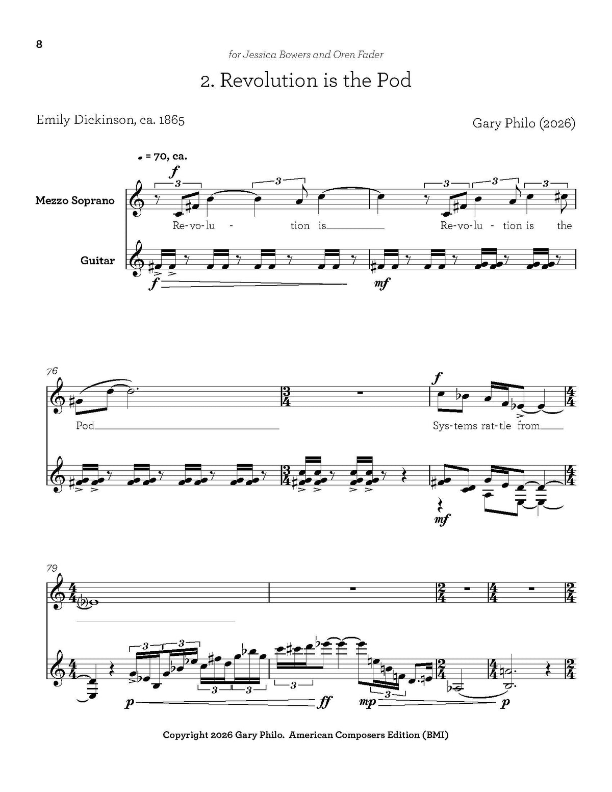 Two Songs for Mezzo Soprano and Guitar