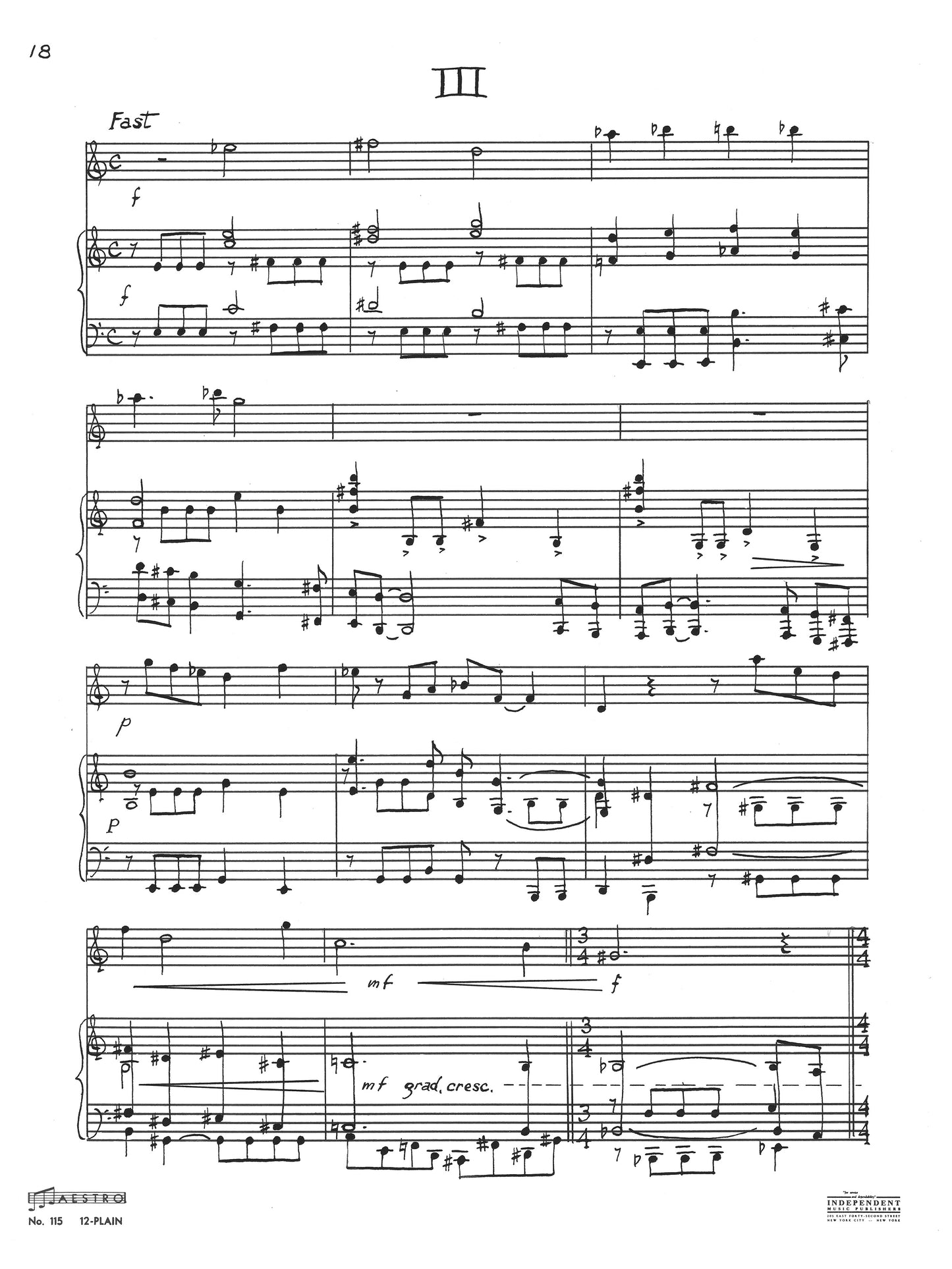 SONATA FOR CLARINET (or Viola) AND PIANO