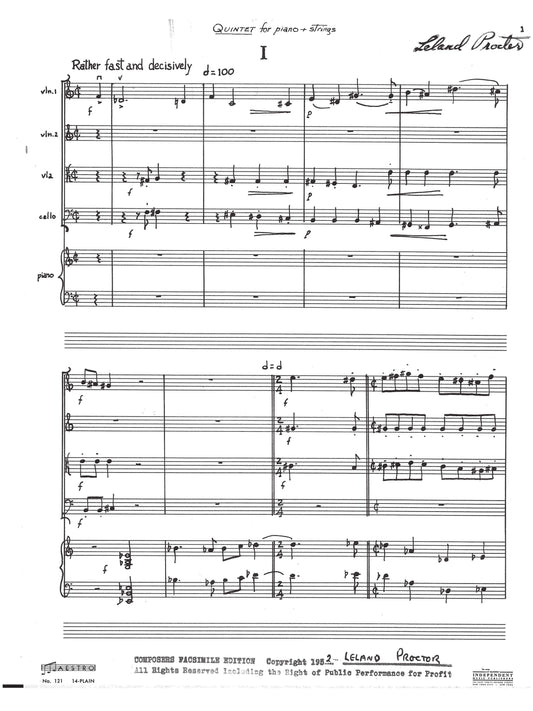 QUINTET FOR PIANO AND STRINGS