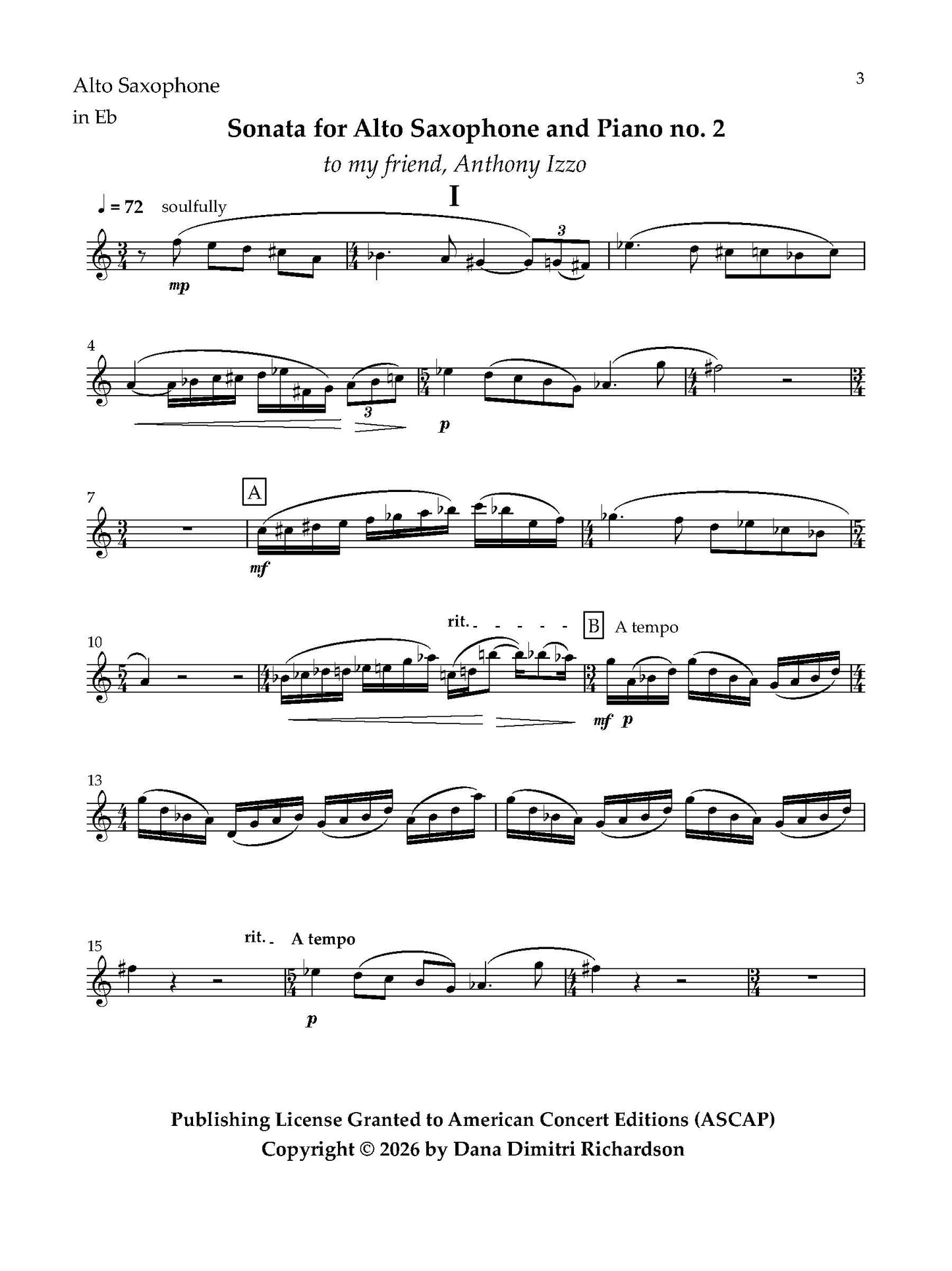 Sonata for Alto Saxophone and Piano No. 2
