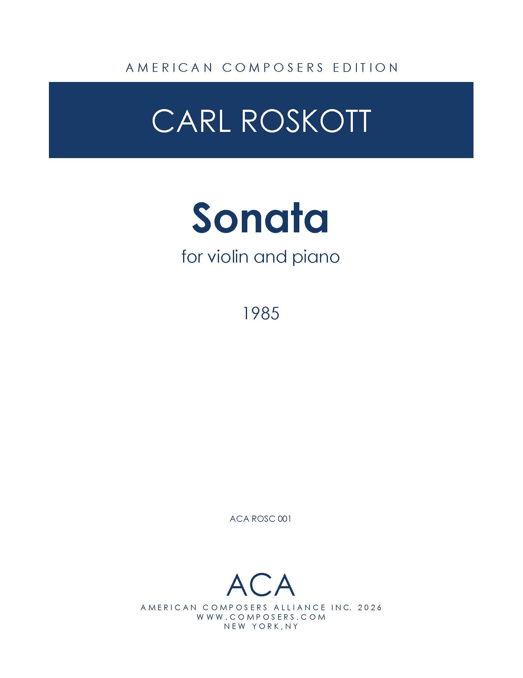 Sonata for Violin and Piano – American Composers Alliance