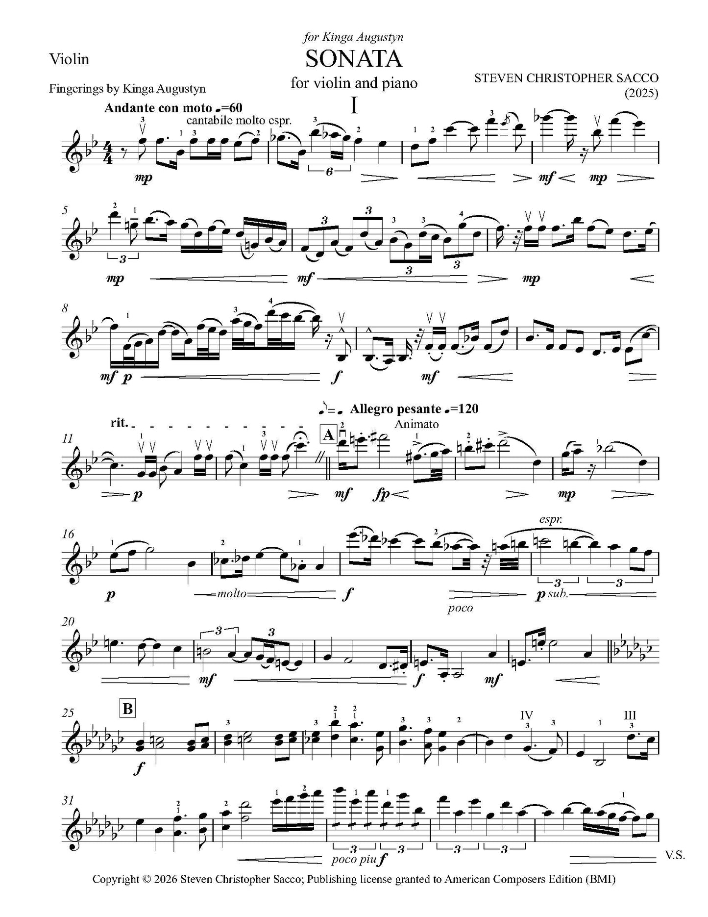 Sonata for Violin and Piano