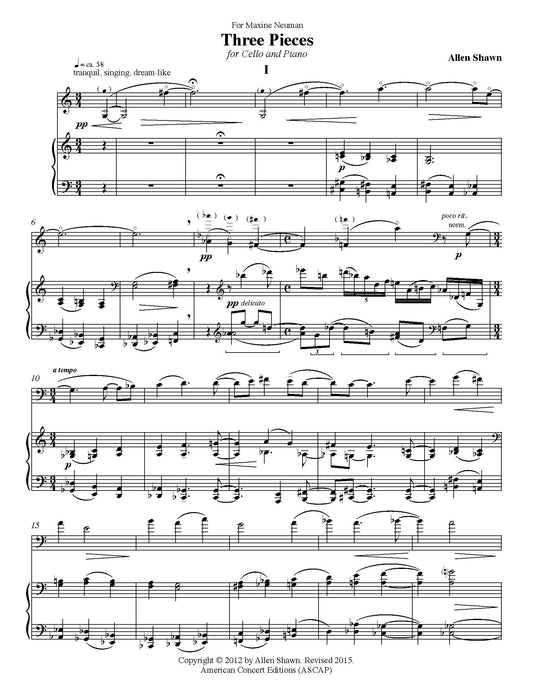 Three Pieces for Cello and Piano