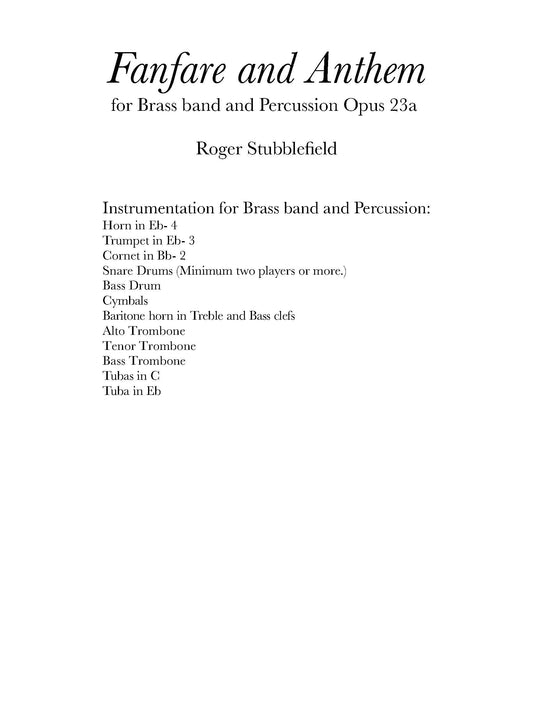 Fanfare and Anthem, Op 23a - For Brass Band and Percussion