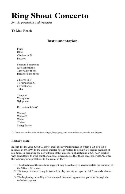 RING SHOUT CONCERTO for solo percussion & orchestra
