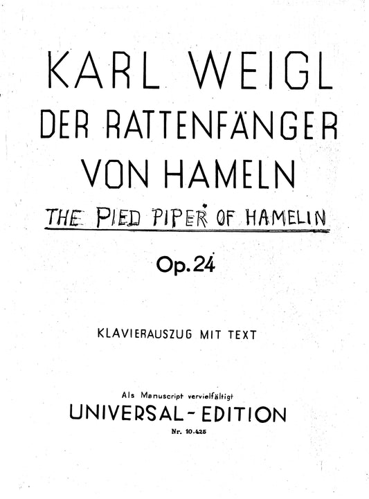 Pied Piper of Hamelin Operetta - Piano Vocal