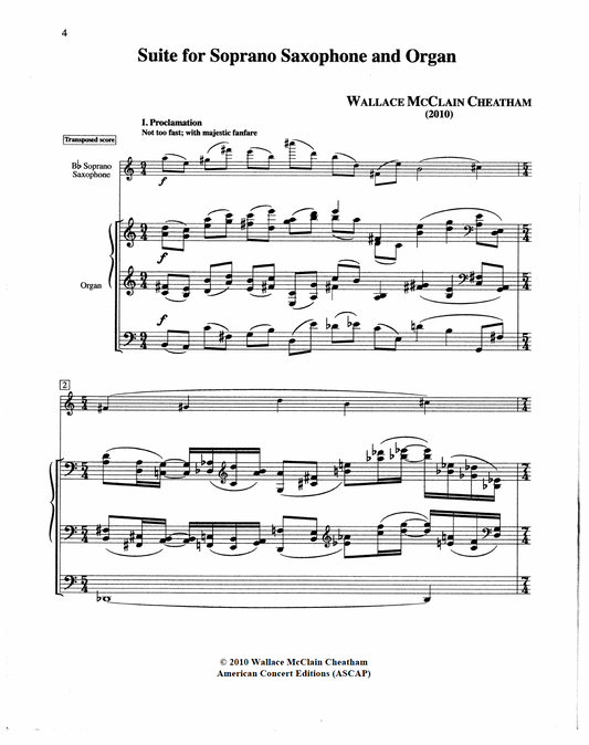 Suite for Soprano Saxophone and Organ